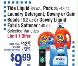 Smart & Final Tide Liquid, Pods Laundry Detergent, Downy or Gain Beads or Downy Liquid Fabric Softener offer