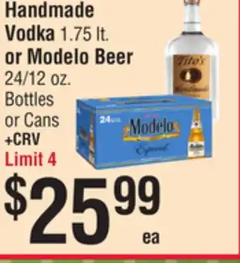 Smart & Final Tito's Handmade Vodka or Modelo Beer offer