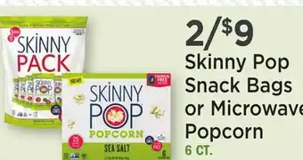 Heinen's Skinny Pop Snack Bags or Microwave Popcorn offer