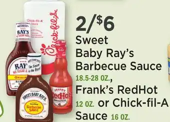 Heinen's Sweet Baby Ray's Barbecue Sauce 18.5-28 OZ., Frank's RedHot 12 OZ. or Chick-fil-A Sauce 16 OZ offer