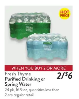 Fresh Thyme Fresh Thyme Purified Drinking or Spring Water offer