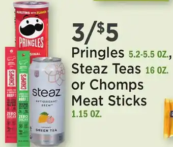 Heinen's Pringles 5.2-5.5 OZ., Steaz Teas 16 OZ. or Chomps Meat Sticks 1.15 OZ offer