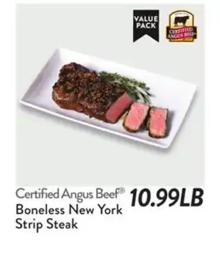 Fresh Thyme Certified Angus Beef Boneless New York Strip Steak offer