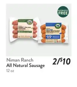 Fresh Thyme Niman Ranch All Natural Sausage offer