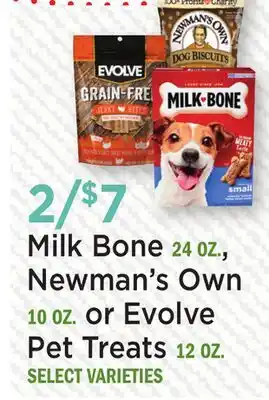 Heinen's Milk Bone 24 OZ., Newman's Own 10 OZ. or Evolve Pet Treats 12 OZ offer