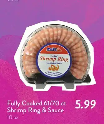 Fresh Thyme Fully Cooked 61/70 ct Shrimp Ring & Sauce offer