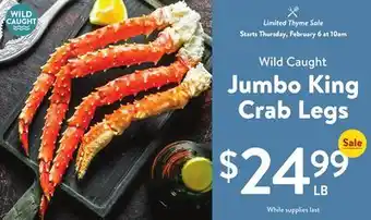 Fresh Thyme Jumbo King Crab Legs offer