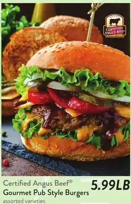 Fresh Thyme Certified Angus Beef Gourmet Pub Style Burgers offer