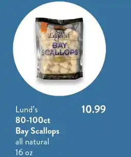 Fresh Thyme Lund's 80-100ct Bay Scallops offer