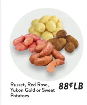 Fresh Thyme Russet, Red Rose, Yukon Gold or Sweet Potatoes offer