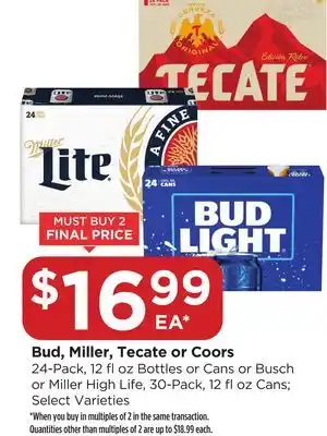 Food 4 Less Bud, Miller, Tecate or Coors offer