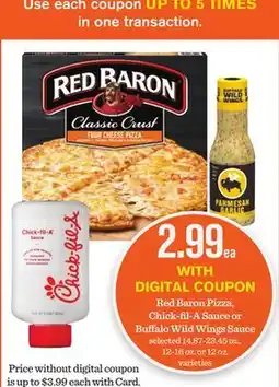 Mariano's Red Baron Pizza, Chick-fil-A Sauce or Buffalo Wild Wings Sauce offer