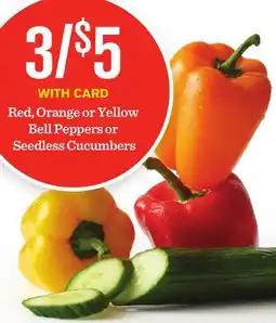 Mariano's Red, Orange or Yellow Bell Peppers or Seedless Cucumbers offer