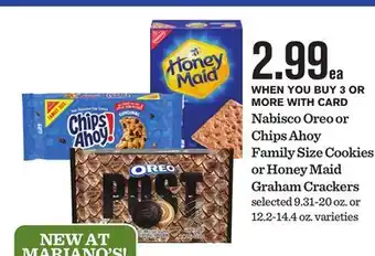 Mariano's Nabisco Oreo or Chips Ahoy Family Size Cookies or Honey Maid Graham Crackers offer