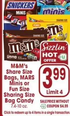 Jewel-Osco M & M' s Share Size Bags, MARS Minis or Fun Size Sharing Size Bag Candy offer