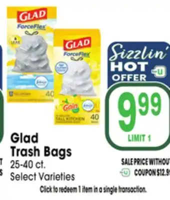 Jewel-Osco Glad Trash Bags offer