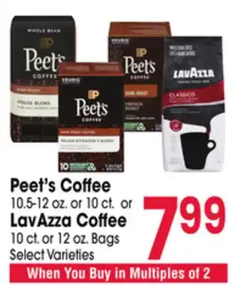 Jewel-Osco Peet's Coffee 10.5-12 oz. or 10 ct. or LavAzza Coffee 10 ct. or 12 oz. Bags offer