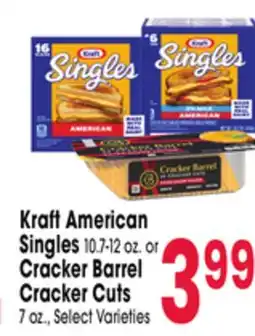 Jewel-Osco Kraft American Singles 10.7-12 oz. or Cracker Barrel Cracker Cuts 7 oz offer