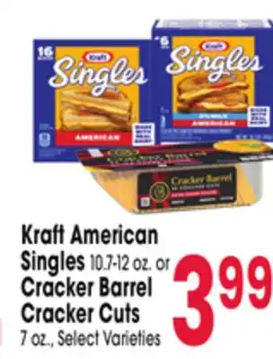 Jewel-Osco Kraft American Singles 10.7-12 oz. or Cracker Barrel Cracker Cuts 7 oz offer