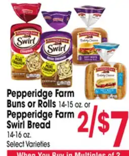 Jewel-Osco Pepperidge Farm Buns or Rolls 14-15 oz. or Pepperidge Farm Swirl Bread 14-16 oz offer