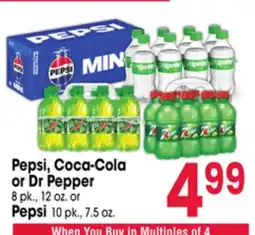 Jewel-Osco Pepsi, Coca-Cola or Dr Pepper 8 pk., 12 oz. or Pepsi 10 pk., 7.5 oz offer