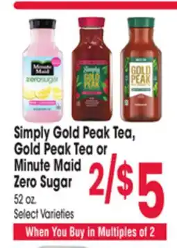 Jewel-Osco Simply Gold Peak Tea, Gold Peak Tea or Minute Maid Zero Sugar offer