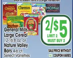 Jewel-Osco General Mills Large Cereal or 12-16.8 oz. or Nature Valley Bars 4-6 ct offer