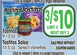 Jewel-Osco Tostitos 9-13 oz. or Tostitos Salsa 15.5 oz offer