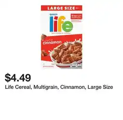 Wegmans Life Cereal, Multigrain, Cinnamon, Large Size offer