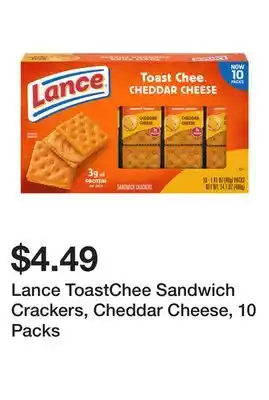 Wegmans Lance ToastChee Sandwich Crackers, Cheddar Cheese, 10 Packs offer