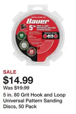 Harbor Freight Tools 5 in. 80 Grit Hook and Loop Universal Pattern Sanding Discs, 50 Pack offer