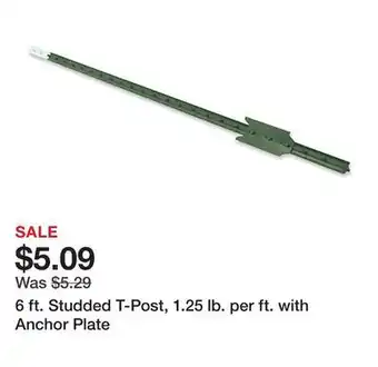 Tractor Supply Company 6 ft. Studded T-Post, 1.25 lb. per ft. with Anchor Plate offer