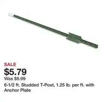 Tractor Supply Company 6-1/2 ft. Studded T-Post, 1.25 lb. per ft. with Anchor Plate offer