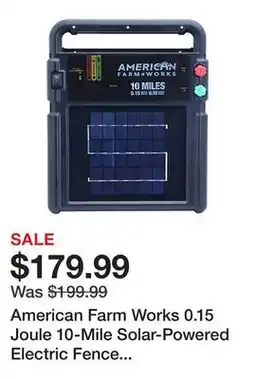 Tractor Supply Company American Farm Works 0.15 Joule 10-Mile Solar-Powered Electric Fence Energizer offer