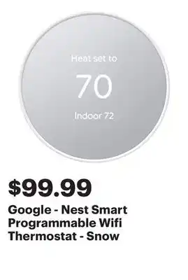 Best Buy Google - Nest Smart Programmable Wifi Thermostat - Snow offer