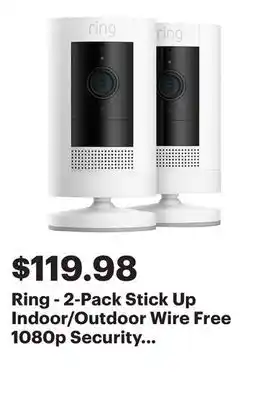 Best Buy Ring - 2-Pack Stick Up Indoor/Outdoor Wire Free 1080p Security Camera - White offer