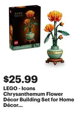 Best Buy LEGO - Icons Chrysanthemum Flower Décor Building Set for Home Décor 10368 offer