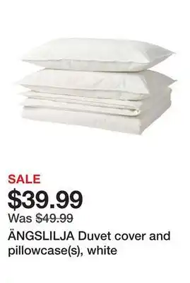 Ikea ÄNGSLILJA Duvet cover and pillowcase(s), white offer