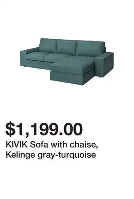 Ikea KIVIK Sofa with chaise, Kelinge gray-turquoise offer