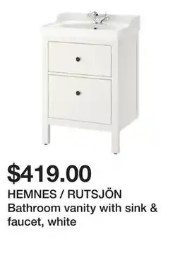 Ikea HEMNES / RUTSJÖN Bathroom vanity with sink & faucet, white offer