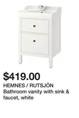 Ikea HEMNES / RUTSJÖN Bathroom vanity with sink & faucet, white offer