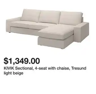 Ikea KIVIK Sectional, 4-seat with chaise, Tresund light beige offer