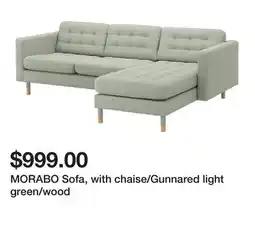 Ikea MORABO Sofa, with chaise/Gunnared light green/wood offer