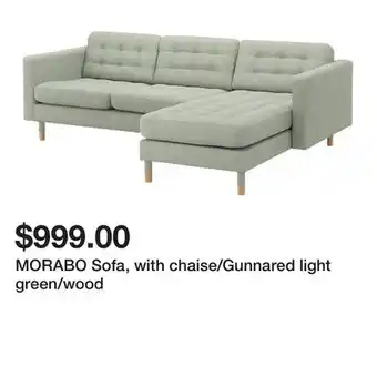 Ikea MORABO Sofa, with chaise/Gunnared light green/wood offer