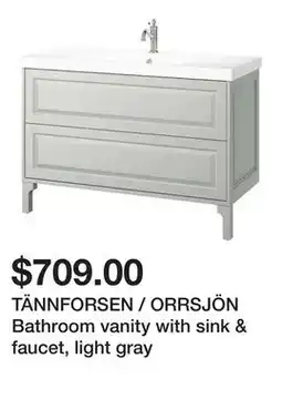 Ikea TÄNNFORSEN / ORRSJÖN Bathroom vanity with sink & faucet, light gray offer