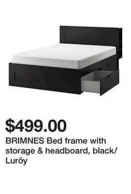 Ikea BRIMNES Bed frame with storage & headboard, black/Luröy offer