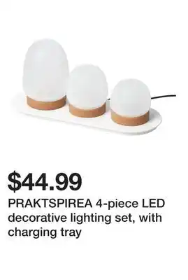 Ikea PRAKTSPIREA 4-piece LED decorative lighting set, with charging tray offer