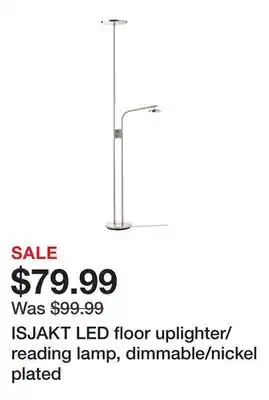 Ikea ISJAKT LED floor uplighter/reading lamp, dimmable/nickel plated offer