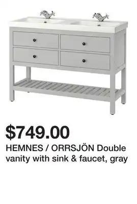 Ikea HEMNES / ORRSJÖN Double vanity with sink & faucet, gray offer