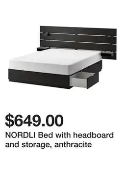 Ikea NORDLI Bed with headboard and storage, anthracite offer